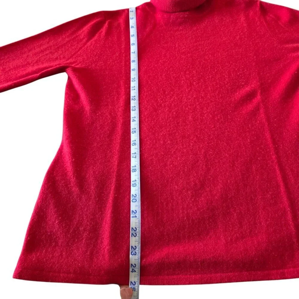 Ralph Lauren Red Cashmere Merino Angora Wool Turtleneck Sweater M